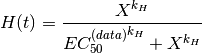 H(t) = \frac{X^{k_H}}{ {EC_{50}^{(data)}}^{k_H} + X^{k_H} }