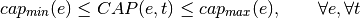 cap_{min}(e) \leq CAP(e, t) \leq cap_{max}(e),     \qquad \forall e, \forall t