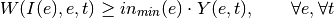 W(I(e), e, t) \geq in_{min}(e) \cdot Y(e, t),     \qquad \forall e, \forall t