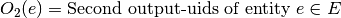 O_2(e) = \text{Second output-uids of entity } e \in E