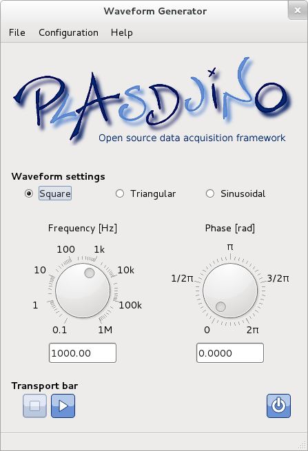 plasduino Waveform Generator screenshot