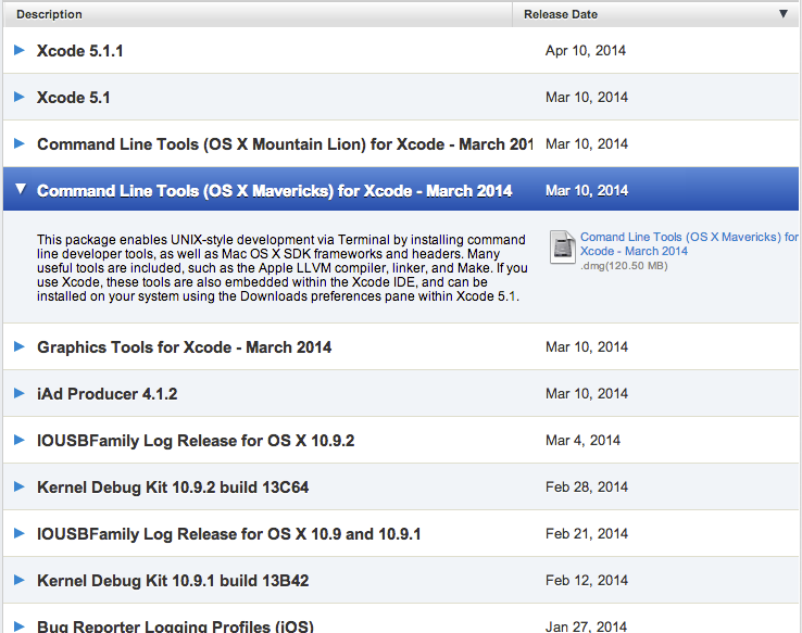 command line tools download mac
